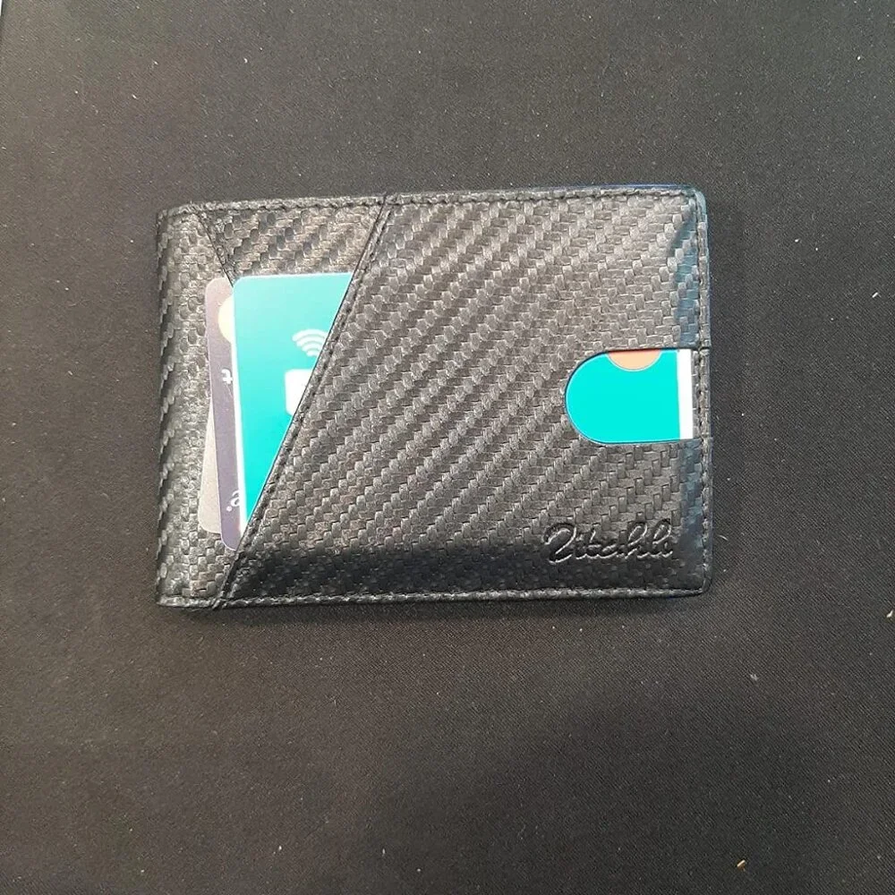 Men - with Money Clip Slim Leather Slots Credit Card Holder RFID